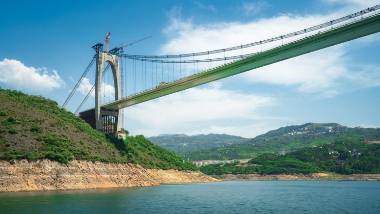 Suspension bridge — pylon and deck tilt monitoring scenario